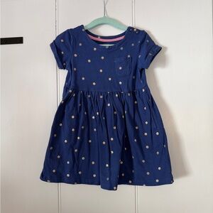 Mini Boden Navy Dress with Gold Polka Dots